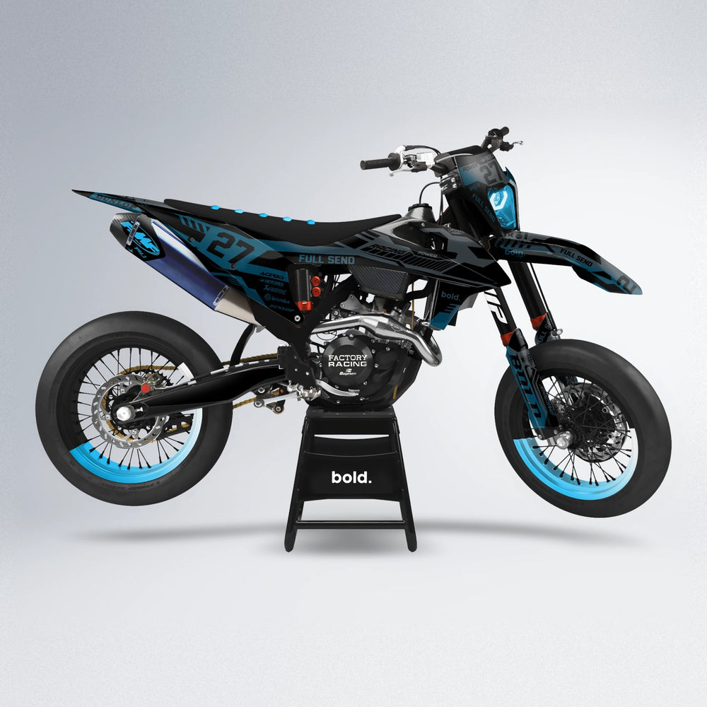 STEALTH supermoto graphics kit in Light Blue & White