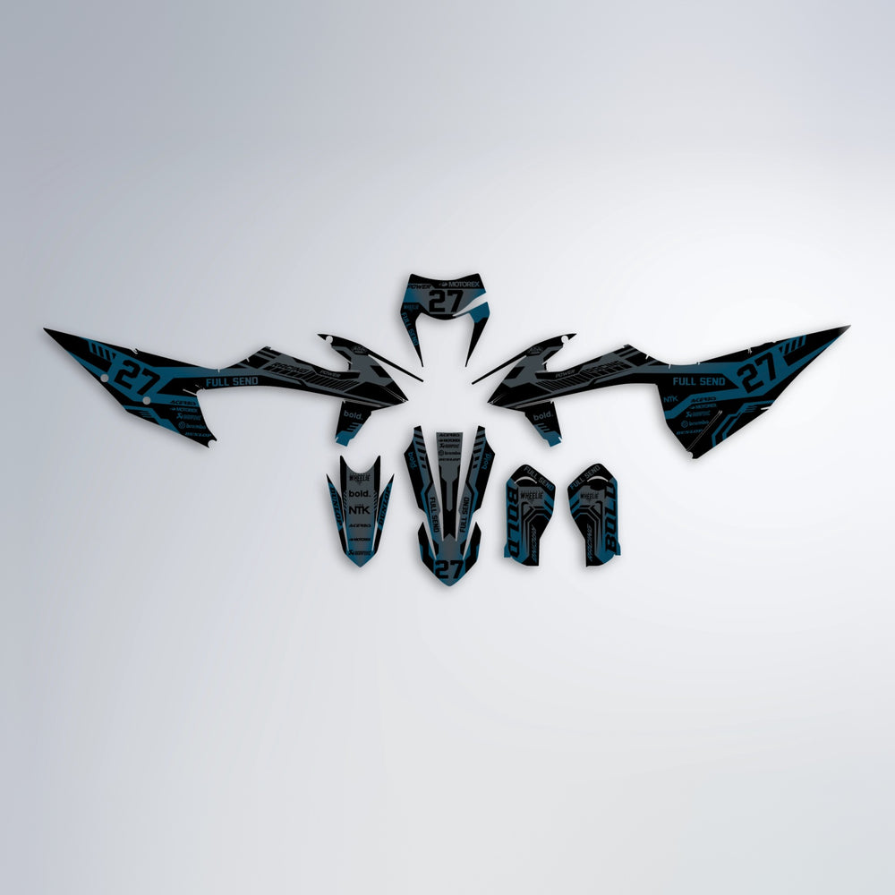 STEALTH graphics kit parts layout in Light Blue & White