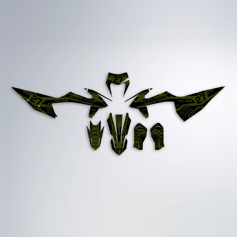 STEALTH graphics kit parts layout in Olive