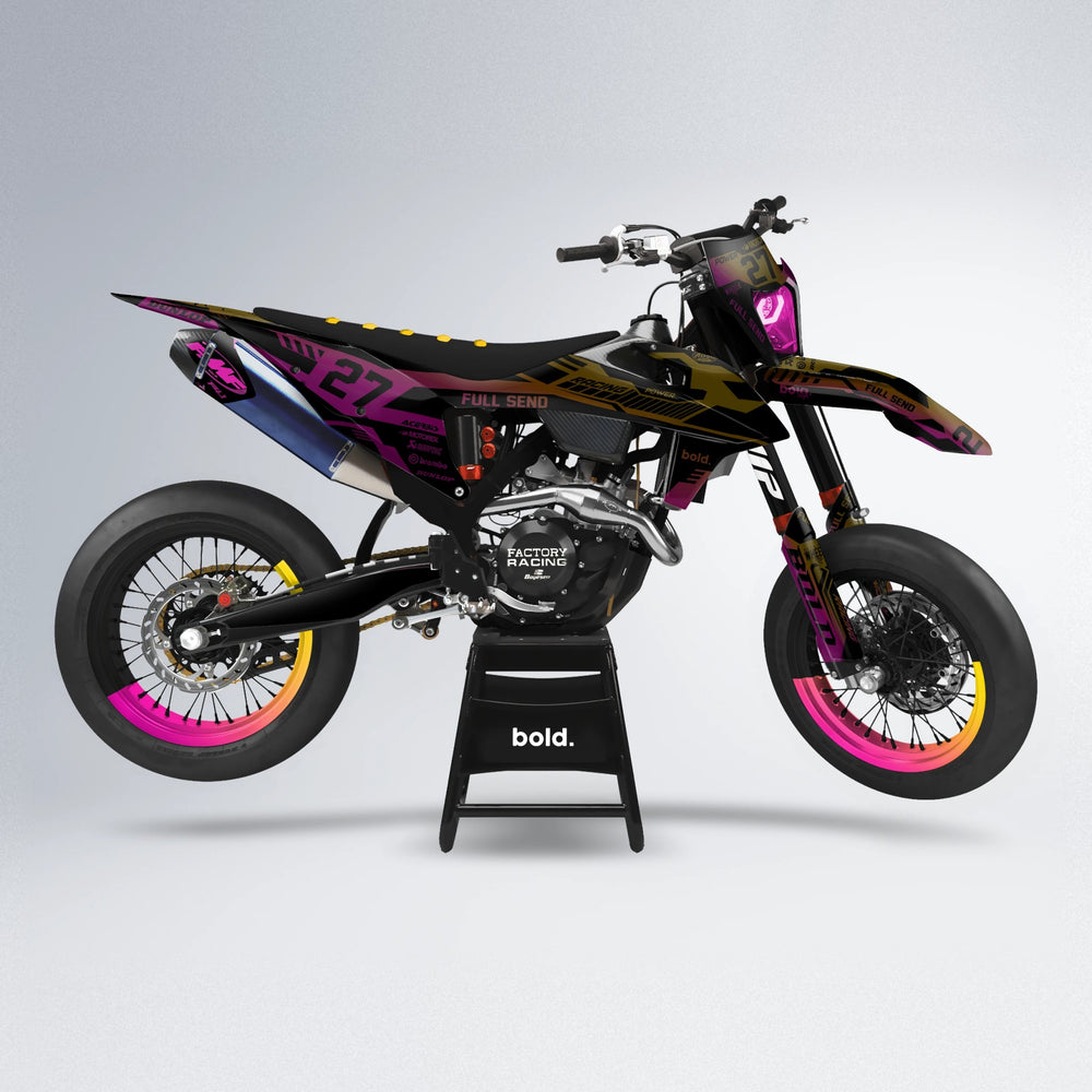 STEALTH supermoto graphics kit in Pink & Yellow