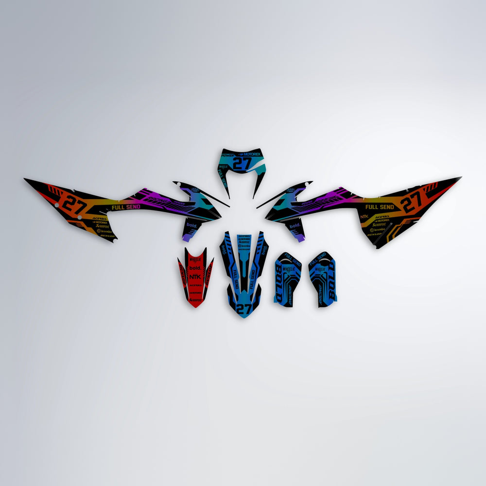 STEALTH graphics kit parts layout in Sunset Fade