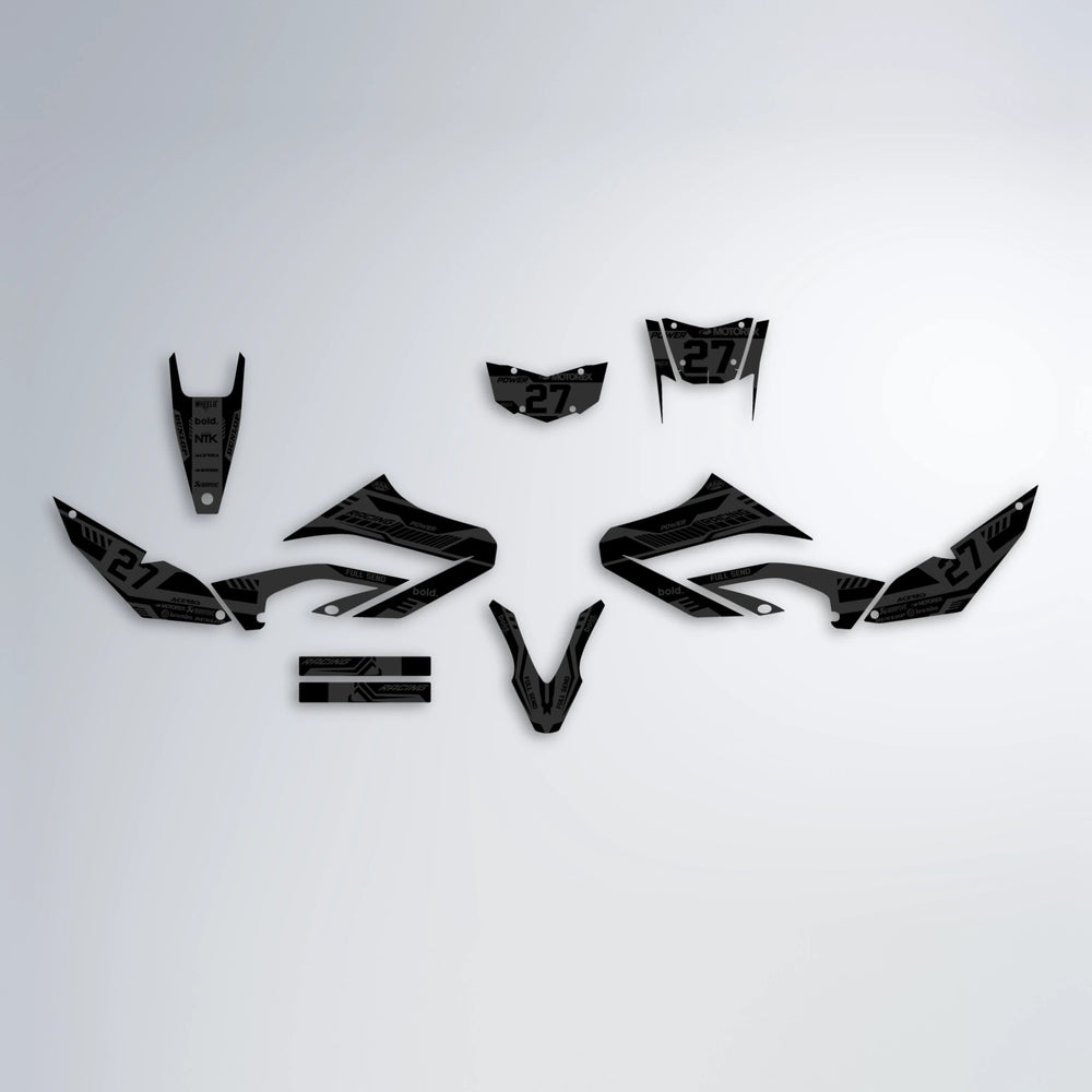 STEALTH Yamaha WR 125X graphics kit parts layout in Black