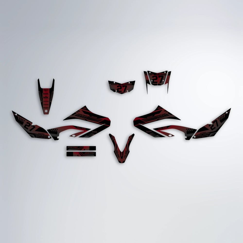 STEALTH Yamaha WR 125X graphics kit parts layout in Black & Red