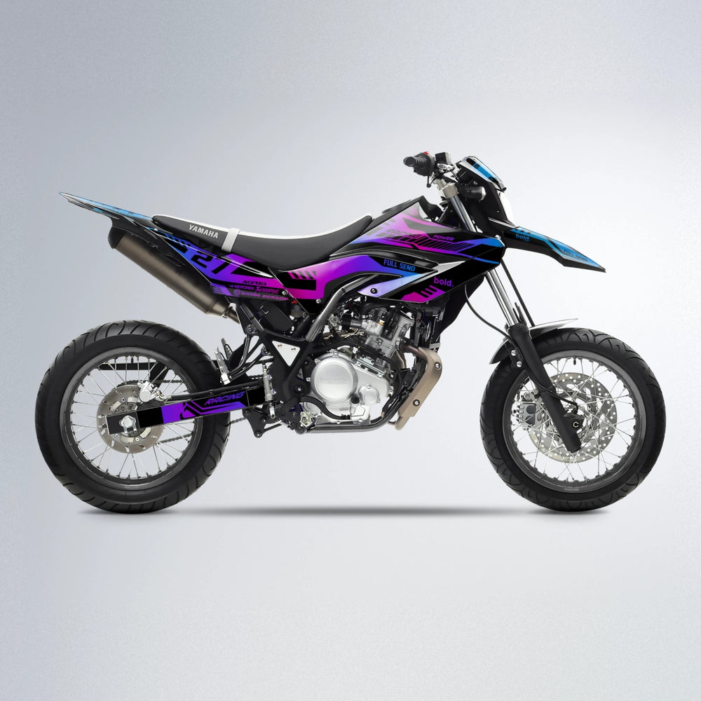 STEALTH Yamaha WR 125X supermoto graphics kit in Blue Purple Fade