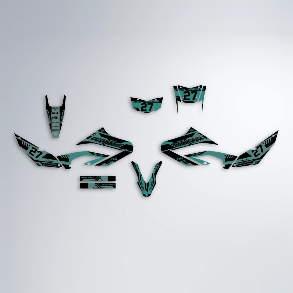 STEALTH Yamaha WR 125X graphics kit parts layout in Mint