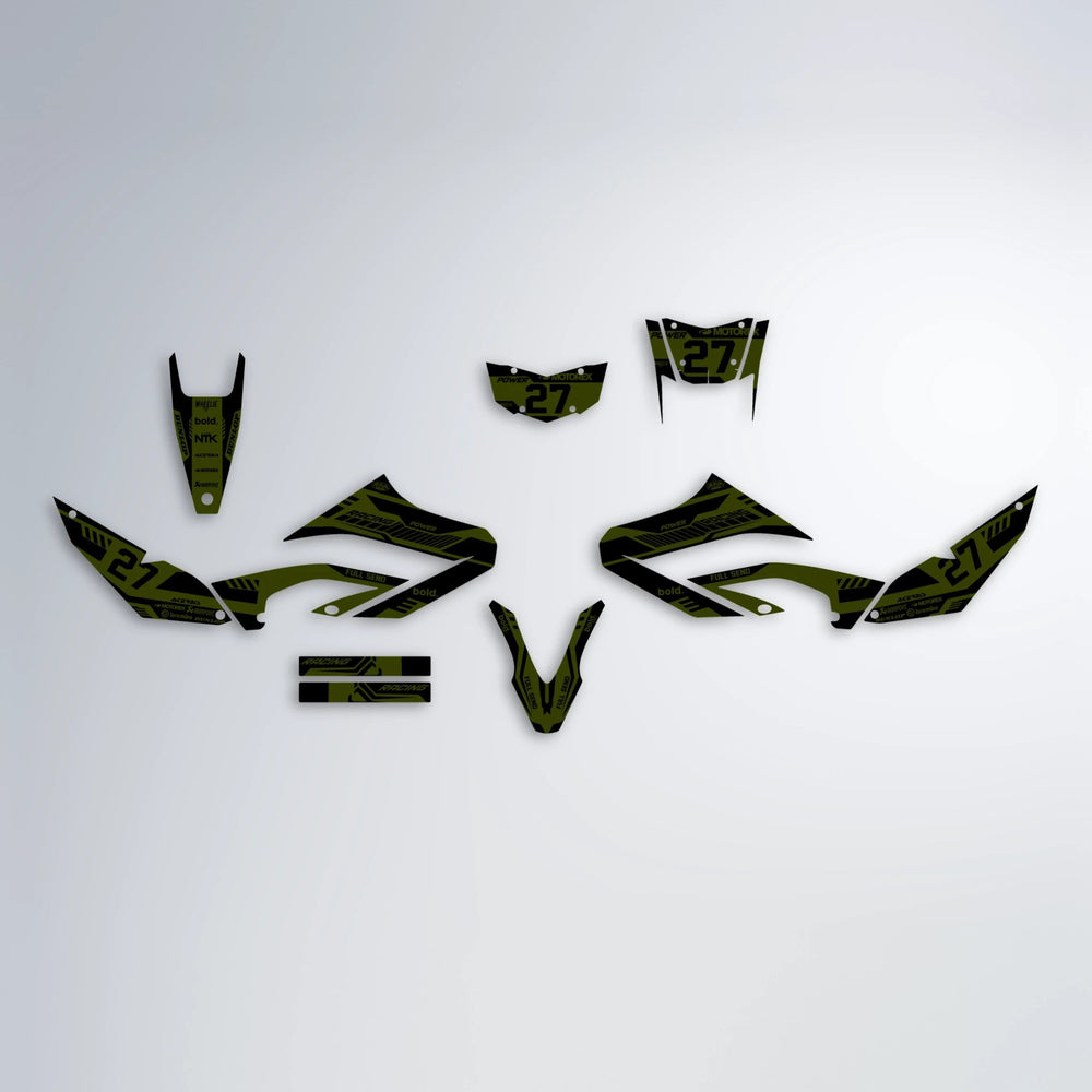 STEALTH Yamaha WR 125X graphics kit parts layout in Olive