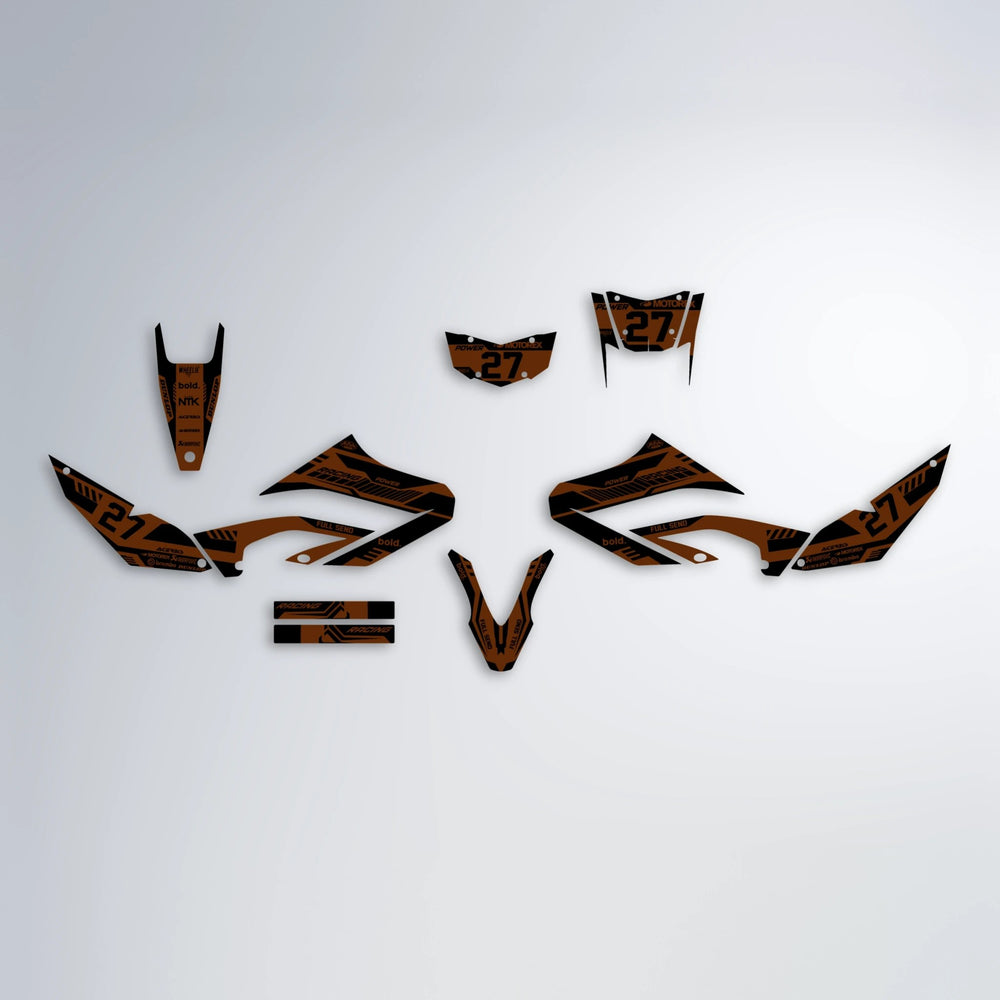 STEALTH Yamaha WR 125X graphics kit parts layout in Orange