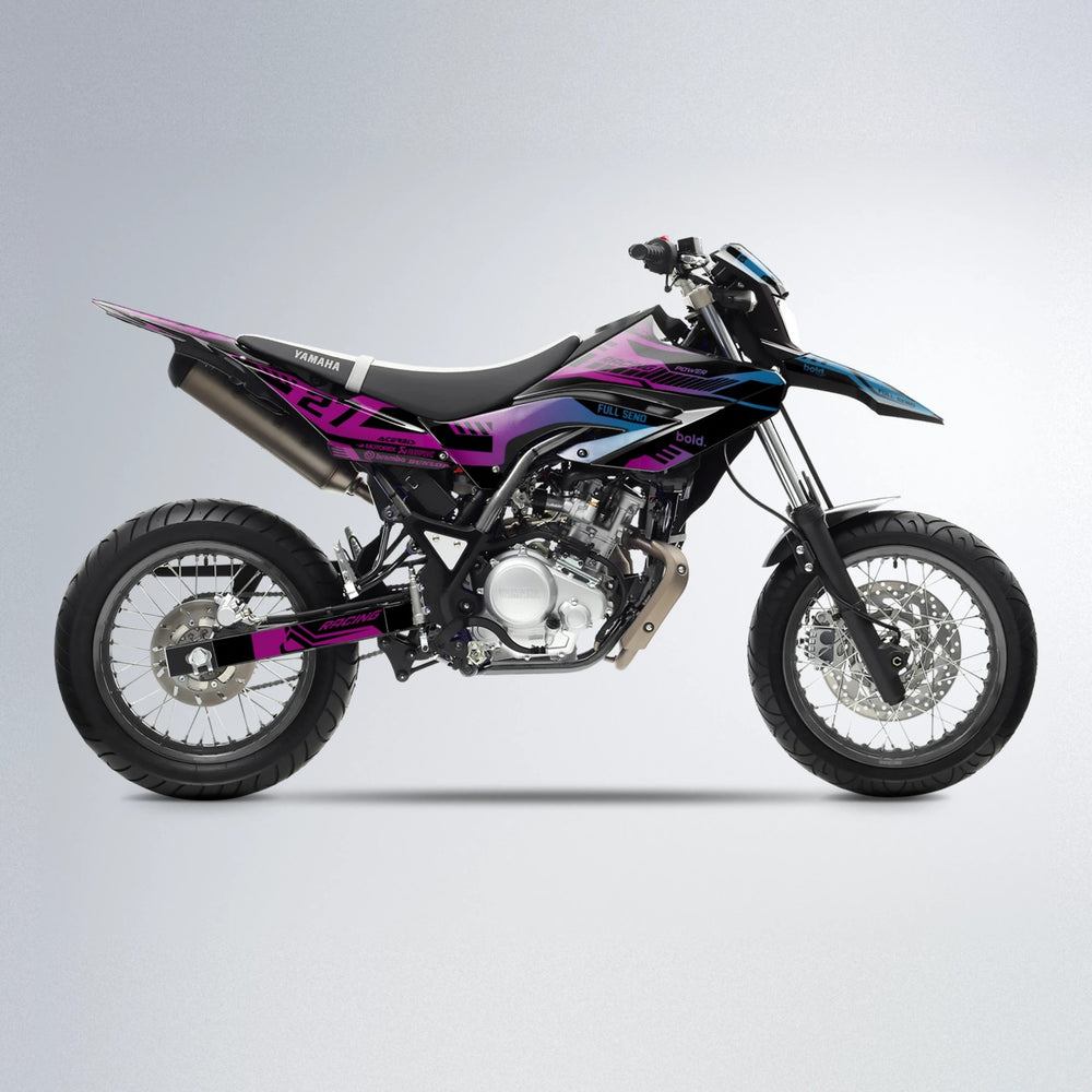 STEALTH Yamaha WR 125X supermoto graphics kit in Pink & Light Blue