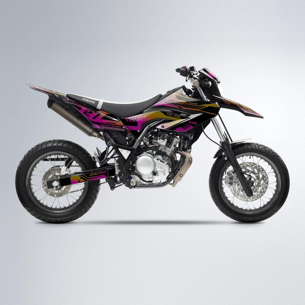 STEALTH Yamaha WR 125X supermoto graphics kit in Pink & Yellow