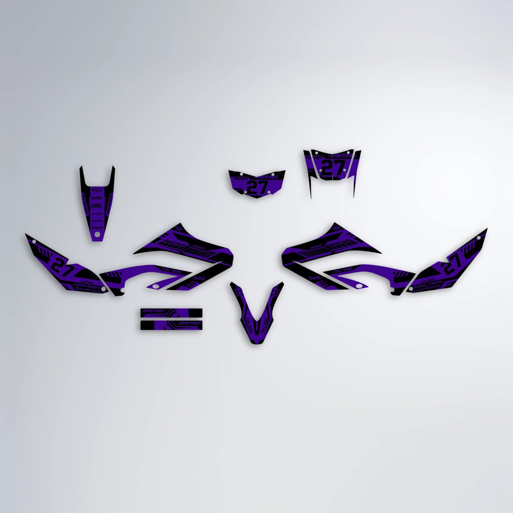 STEALTH Yamaha WR 125X graphics kit parts layout in Purple