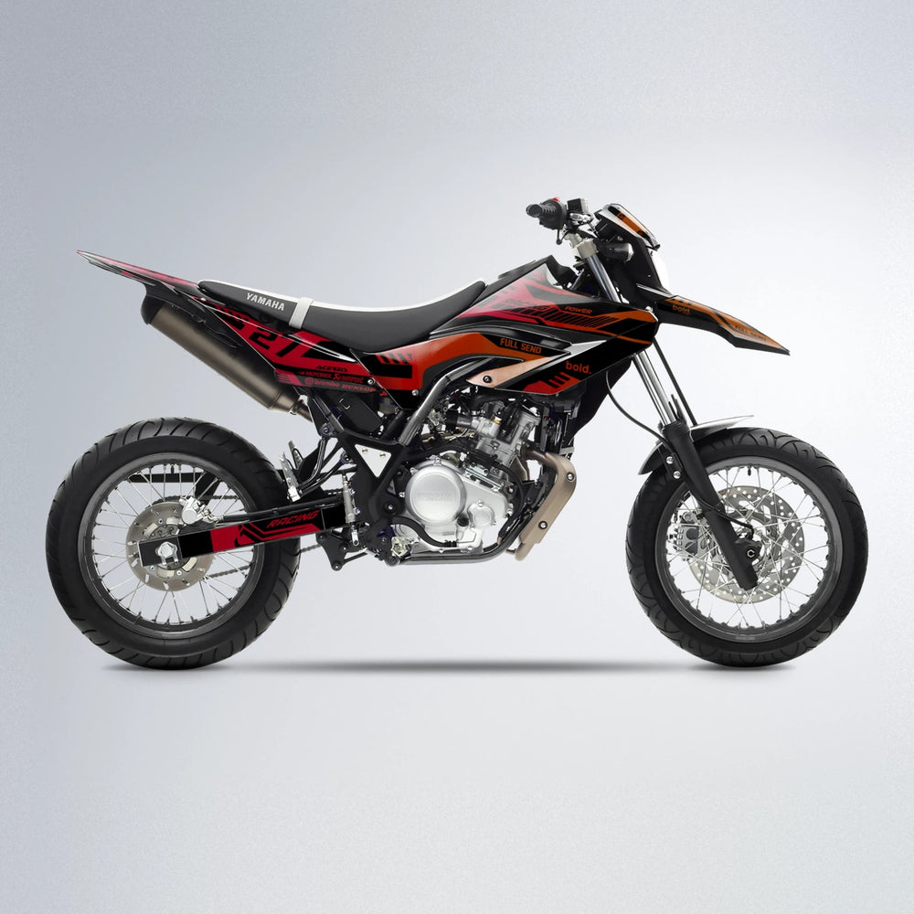 STEALTH Yamaha WR 125X supermoto graphics kit in Red & Orange