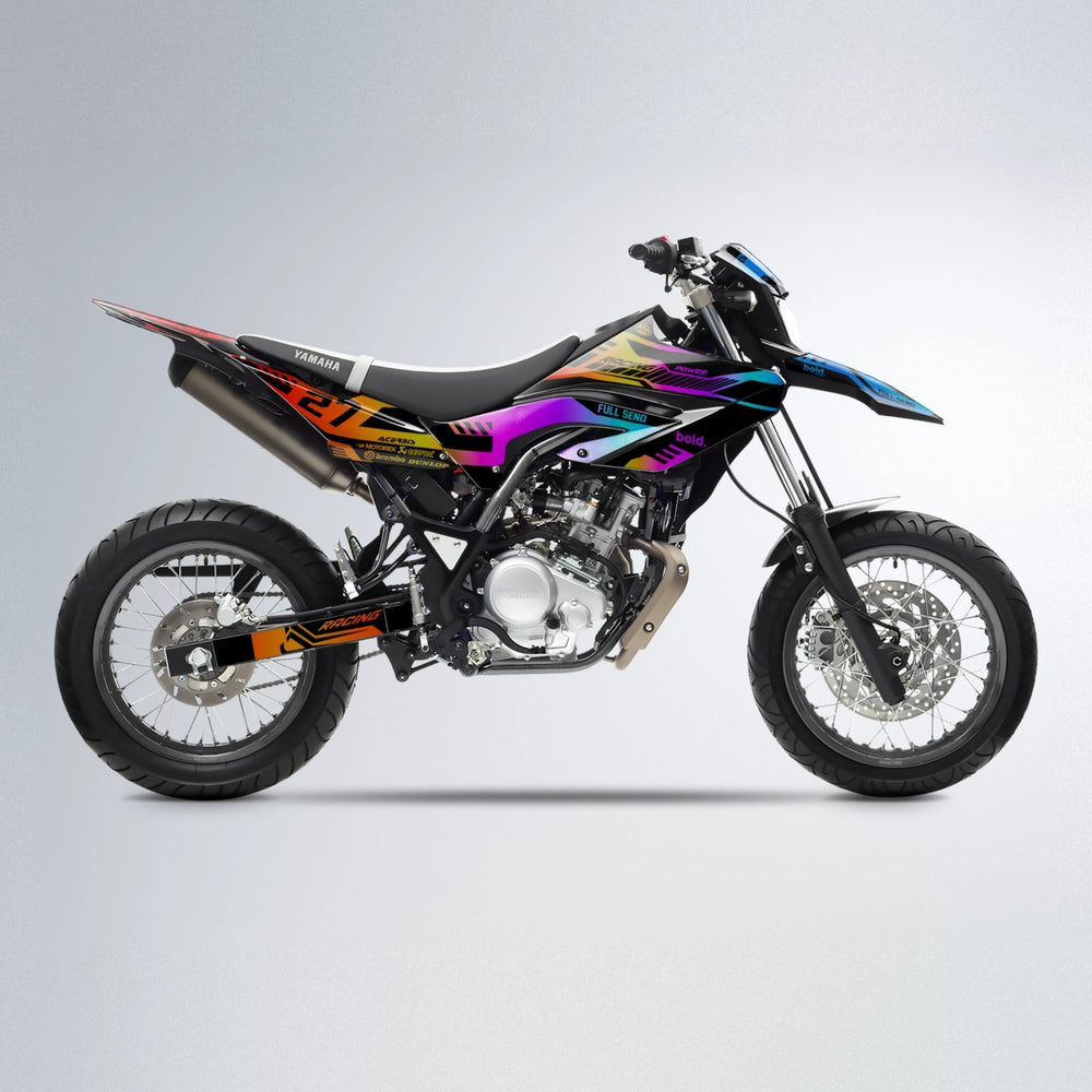STEALTH Yamaha WR 125X supermoto graphics kit in Sunset Fade