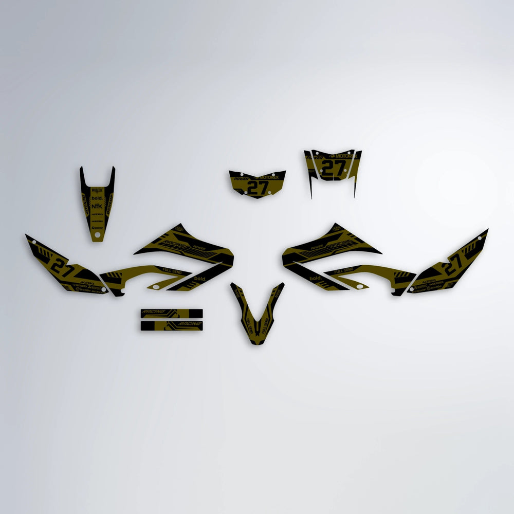 STEALTH Yamaha WR 125X graphics kit parts layout in Yellow