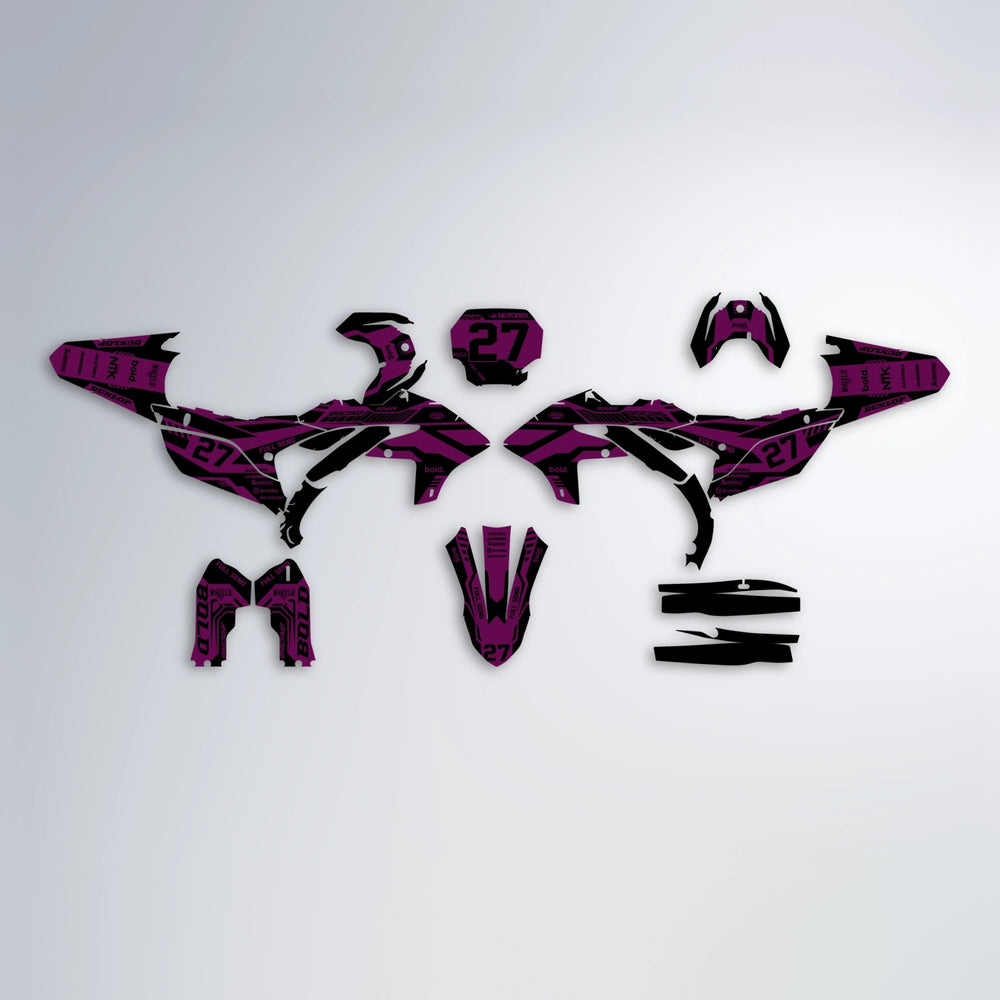 STEALTH Yamaha YZF MX graphics kit parts layout in Pink