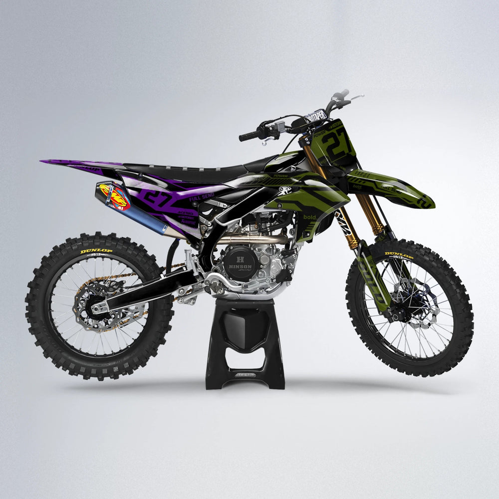 STEALTH Yamaha YZF MX motocross graphics kit in Purple & Yellow