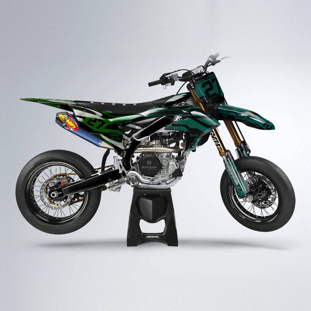 STEALTH Yamaha YZF SM supermoto graphics kit in Cyan & Green