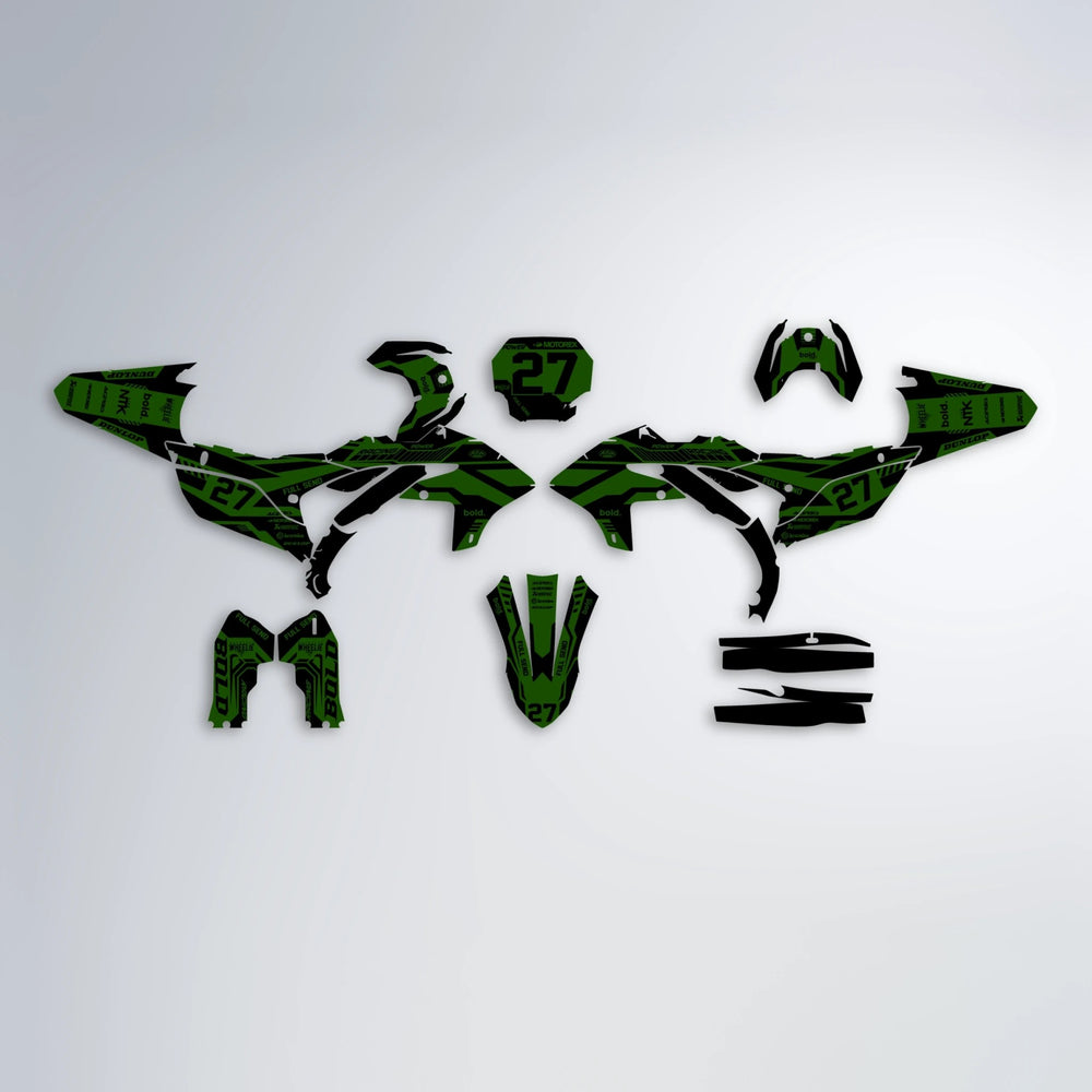 STEALTH Yamaha YZF SM graphics kit parts layout in Green