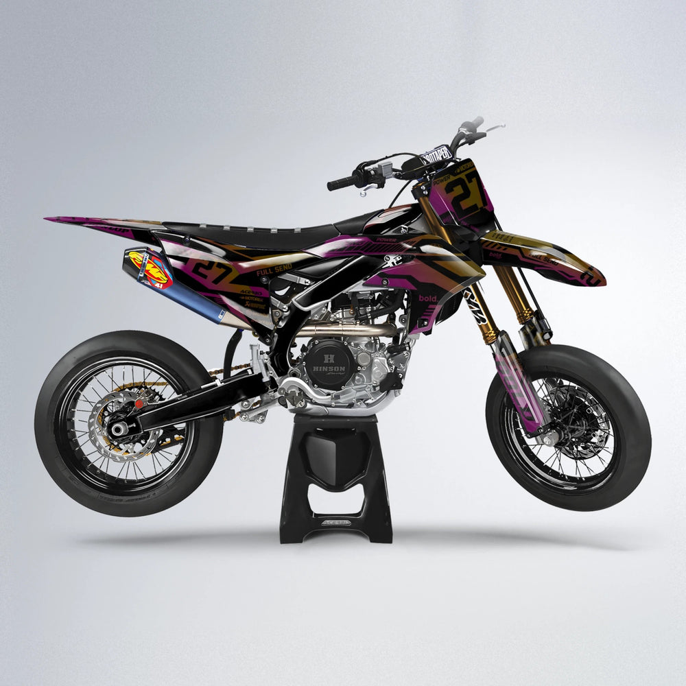 STEALTH Yamaha YZF SM supermoto graphics kit in Pink & Yellow