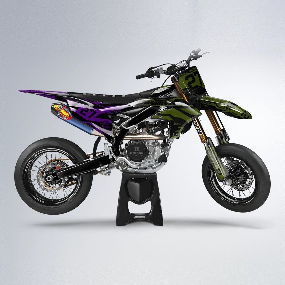 STEALTH Yamaha YZF SM supermoto graphics kit in Purple & Yellow