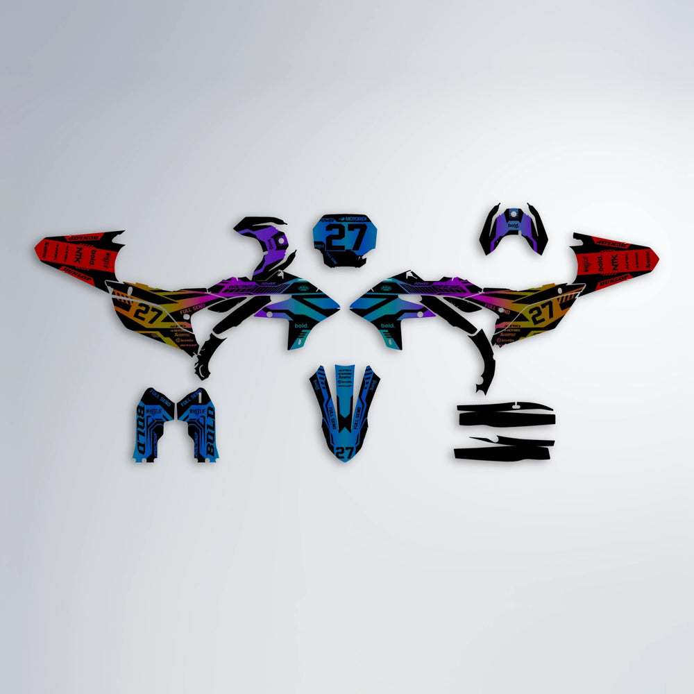 STEALTH Yamaha YZF SM graphics kit parts layout in Sunset Fade
