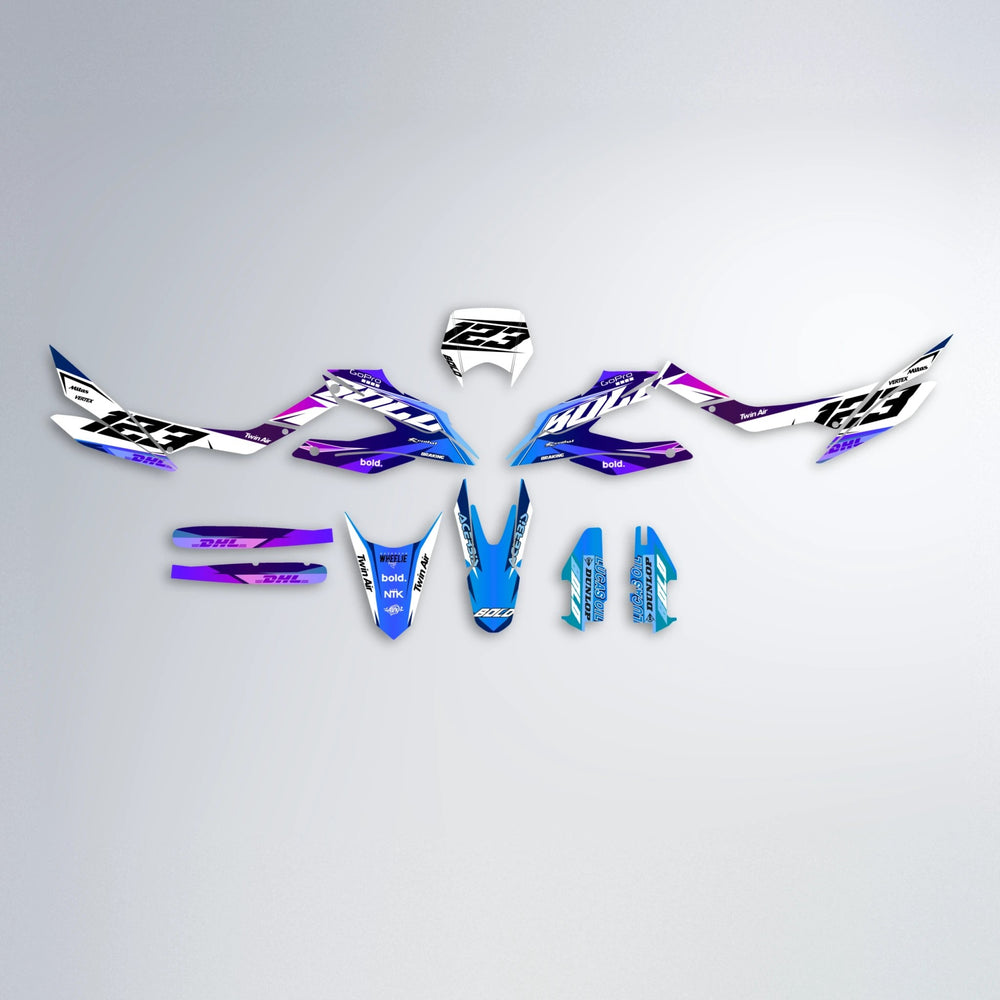 STENMARK Aprilia SX 125 graphics kit parts layout in Blue Purple Fade