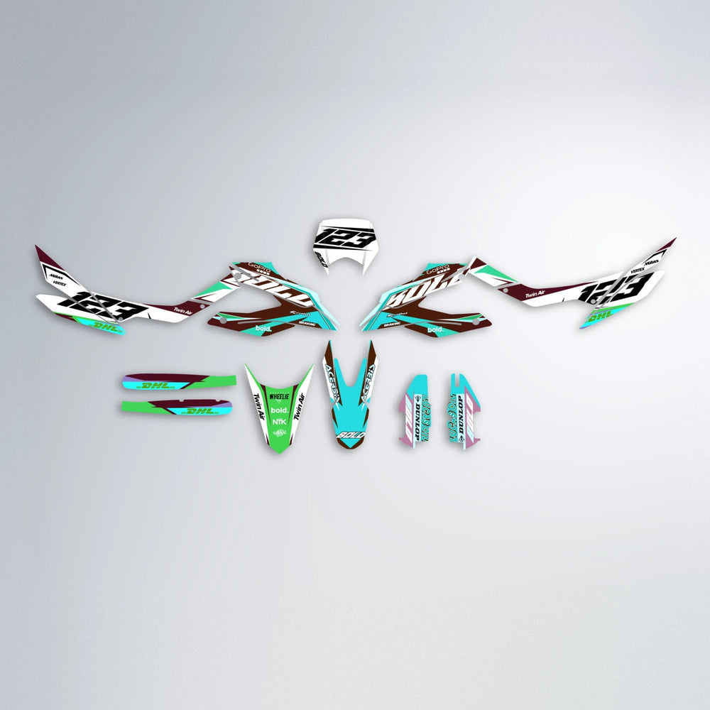 STENMARK Aprilia SX 125 graphics kit parts layout in Cyan & Green