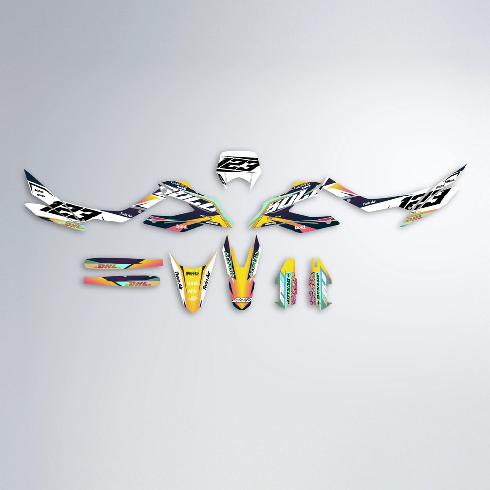 STENMARK Aprilia SX 125 graphics kit parts layout in Pink & Yellow
