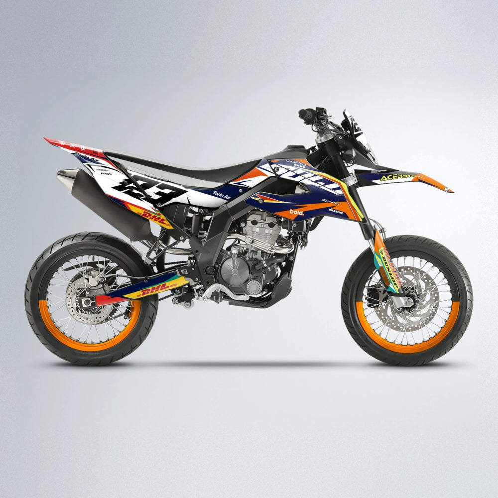 STENMARK Aprilia SX 125 supermoto graphics kit in Red & Orange