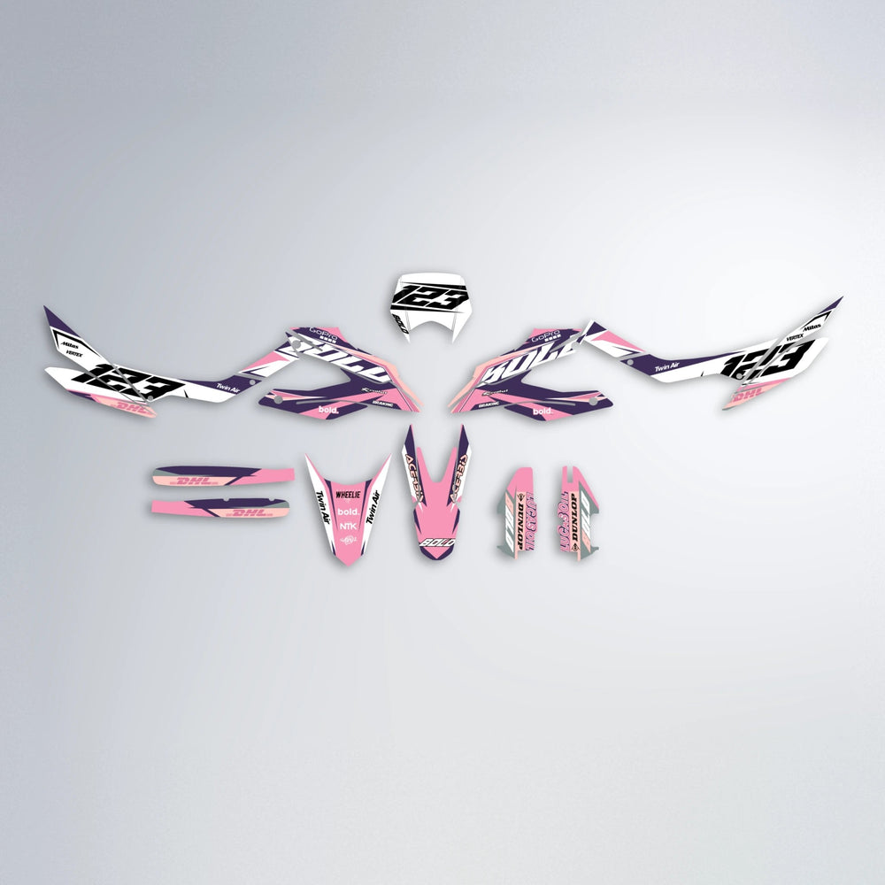 STENMARK Aprilia SX 125 graphics kit parts layout in Sakura Pink