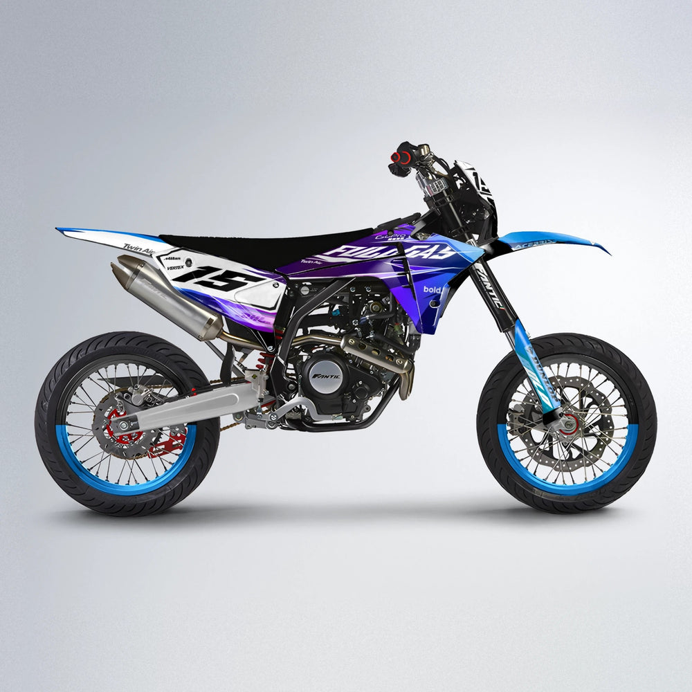STENMARK Fantic supermoto graphics kit in Blue Purple Fade
