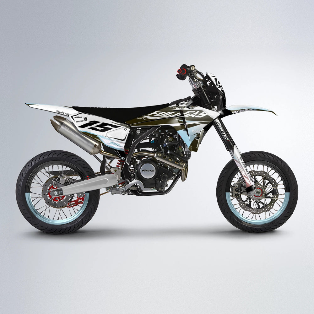 STENMARK Fantic supermoto graphics kit in Light Blue & White