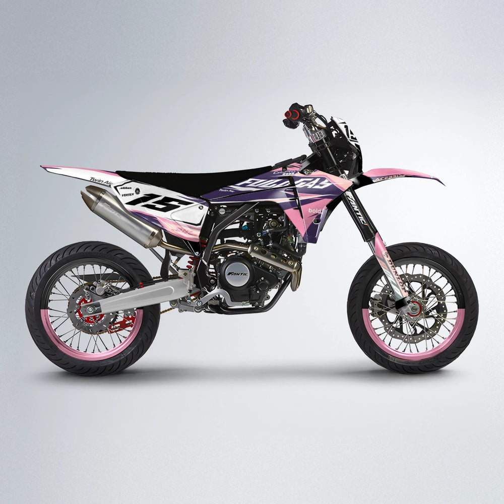 STENMARK Fantic supermoto graphics kit in Sakura Pink