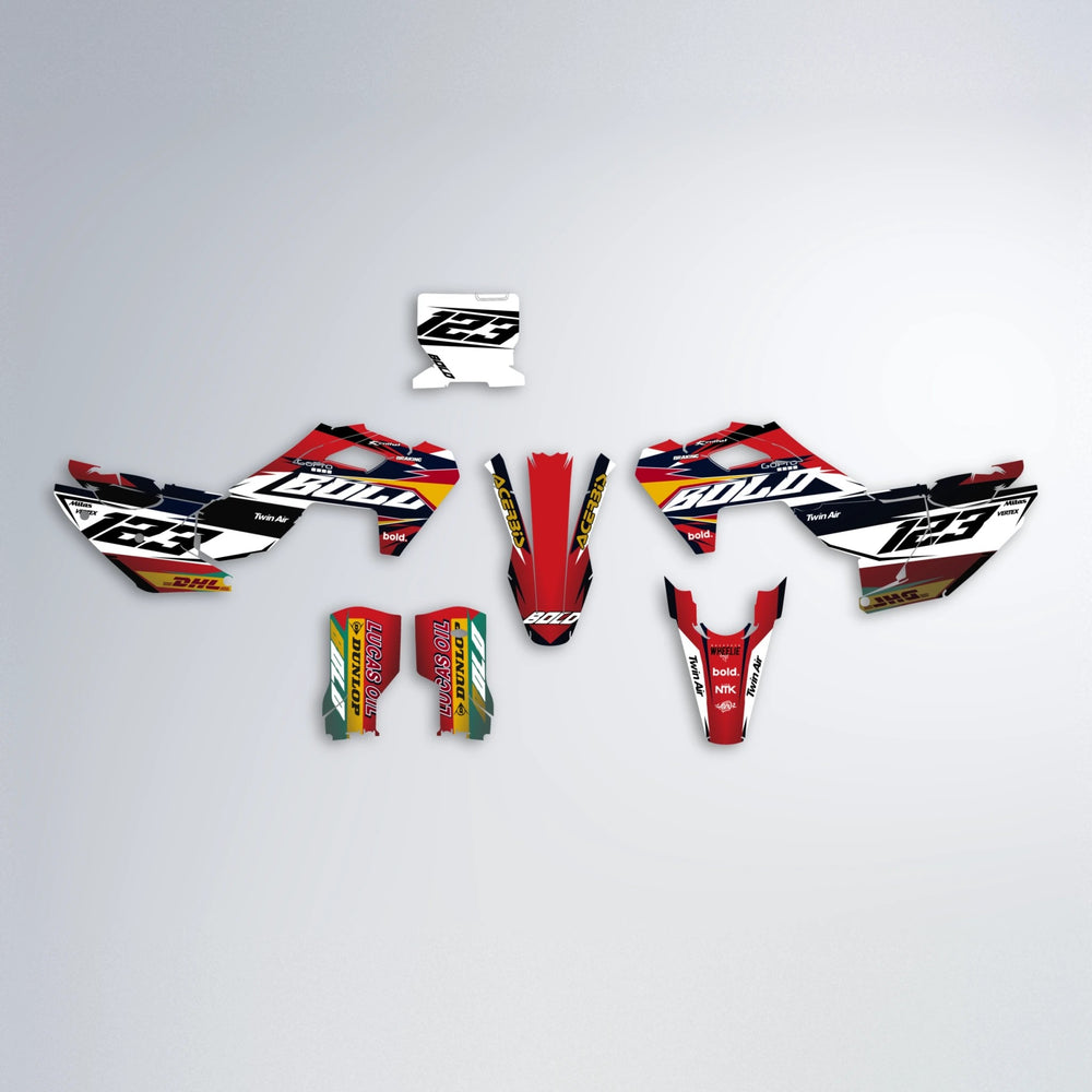 STENMARK Husqvarna FE/TE graphics kit parts layout in Black & Red