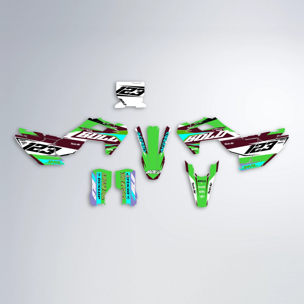 STENMARK Husqvarna FE/TE graphics kit parts layout in Green