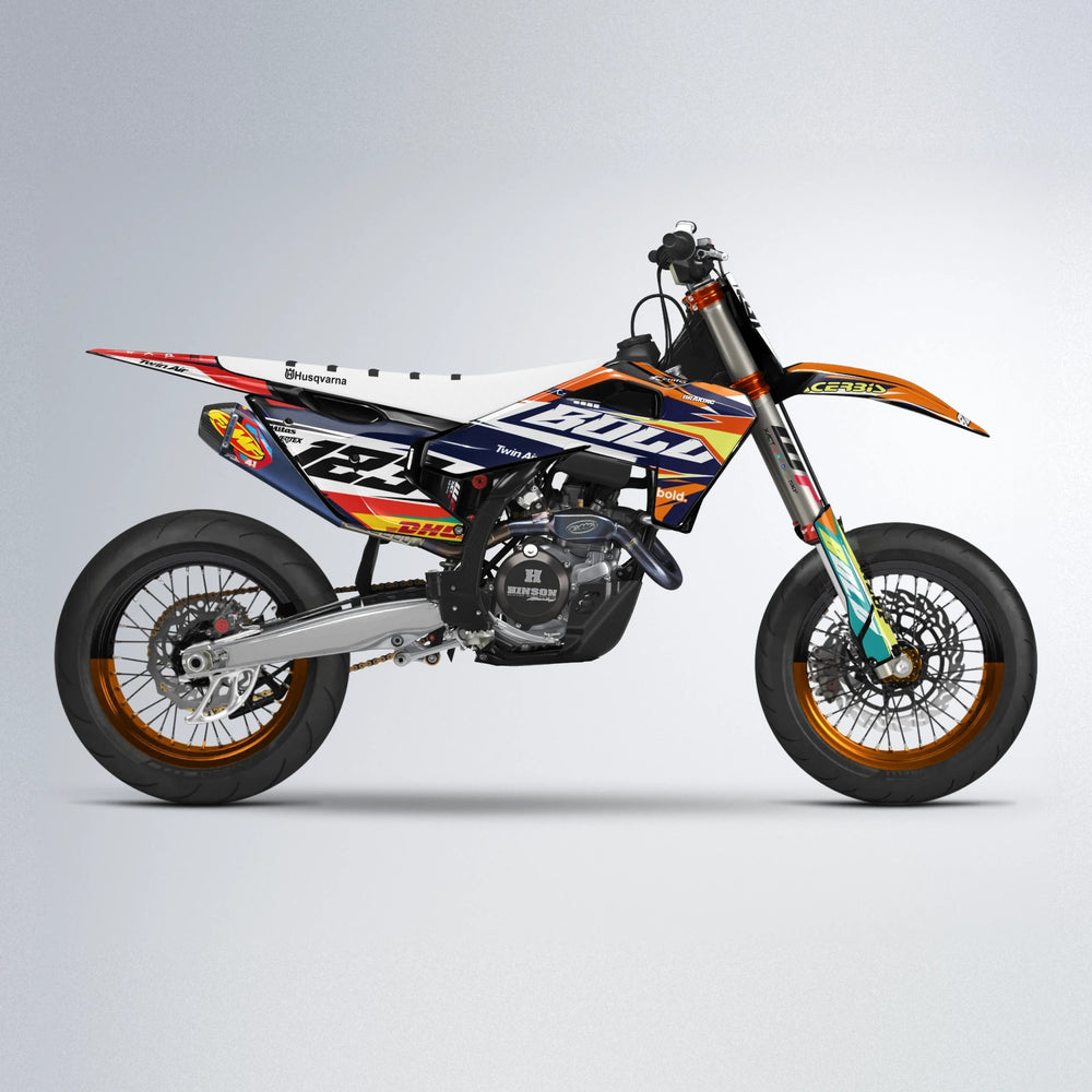 STENMARK Husqvarna FE/TE supermoto graphics kit in Red & Orange