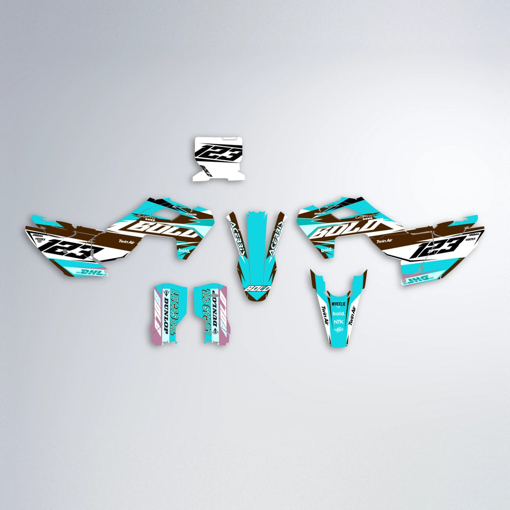 STENMARK Husqvarna FE/TE graphics kit parts layout in Teal