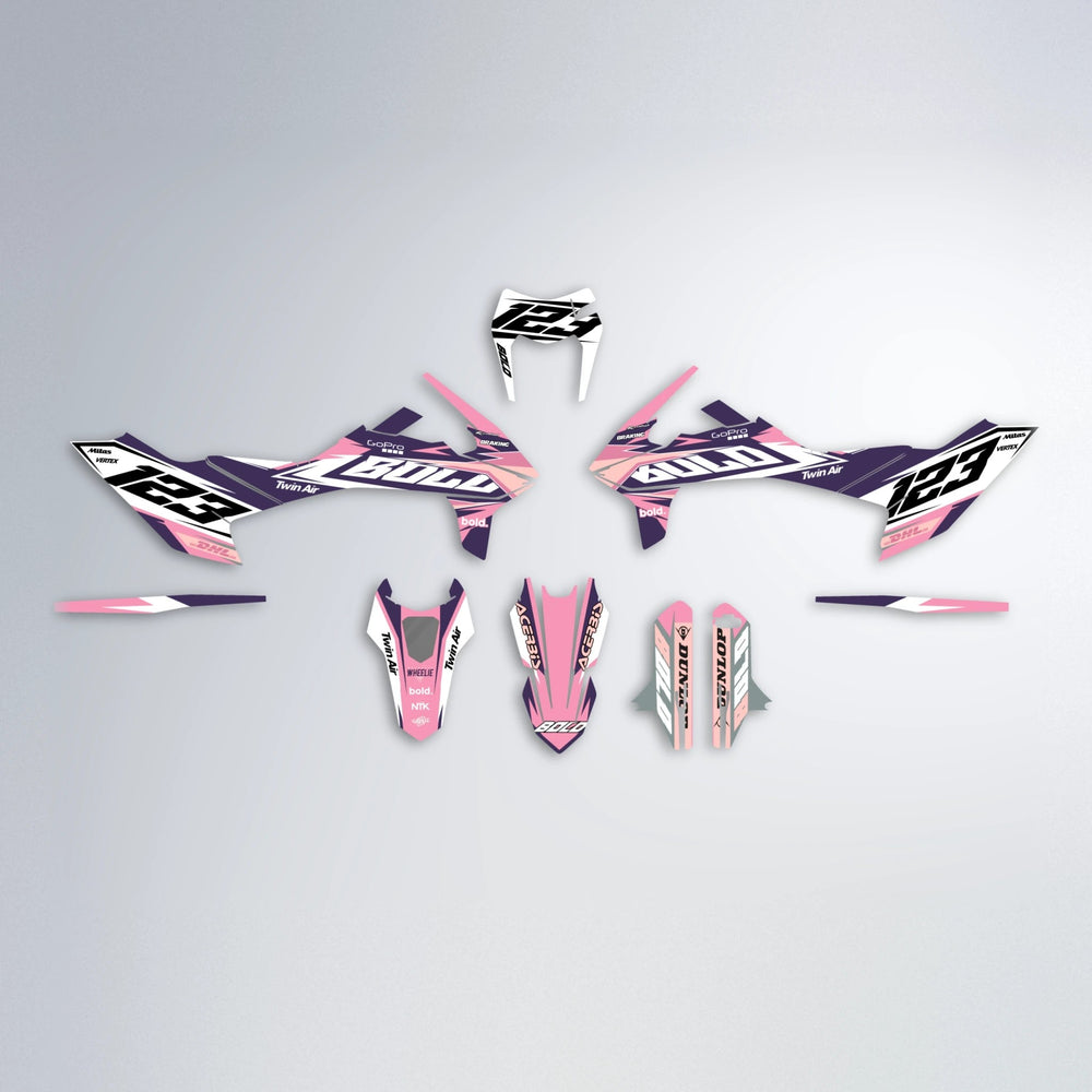 STENMARK KTM SMC 690 graphics kit parts layout in Sakura Pink
