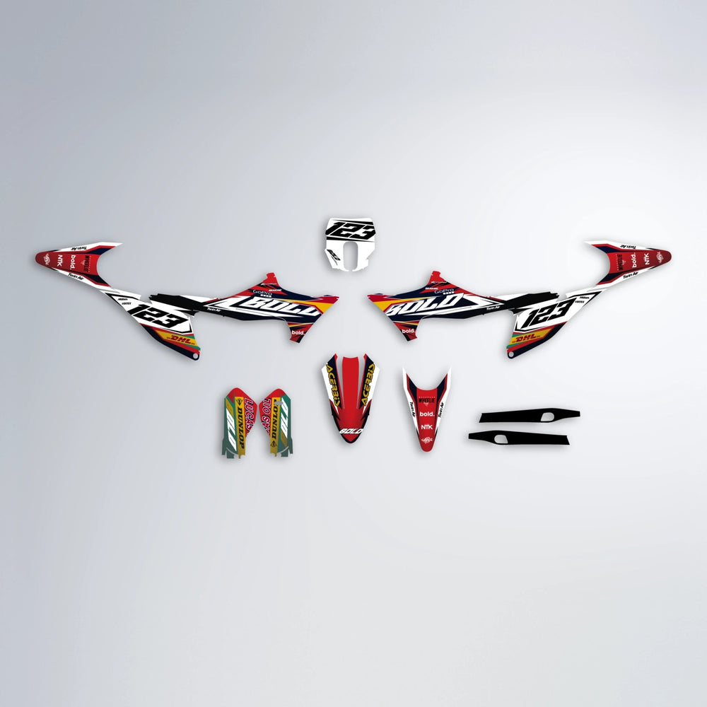 STENMARK Stark Varg MX graphics kit parts layout in Black & Red