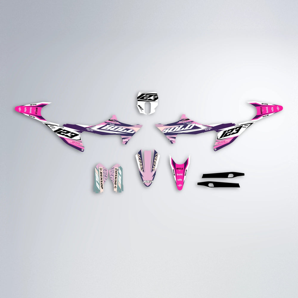 STENMARK Stark Varg MX graphics kit parts layout in Flamingo