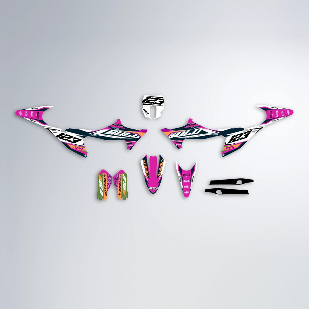 STENMARK Stark Varg MX graphics kit parts layout in Pink
