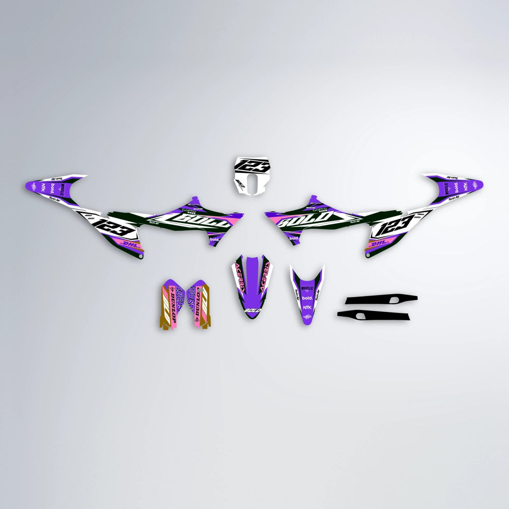 STENMARK Stark Varg MX graphics kit parts layout in Purple