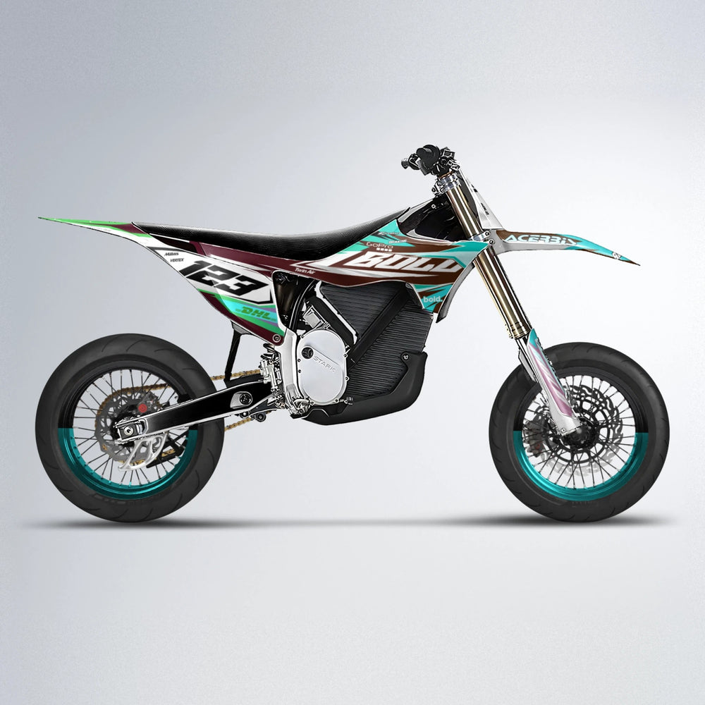 STENMARK Stark Varg SM supermoto graphics kit in Cyan & Green