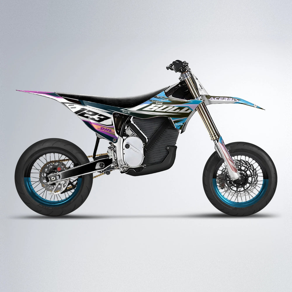 STENMARK Stark Varg SM supermoto graphics kit in Pink & Light Blue