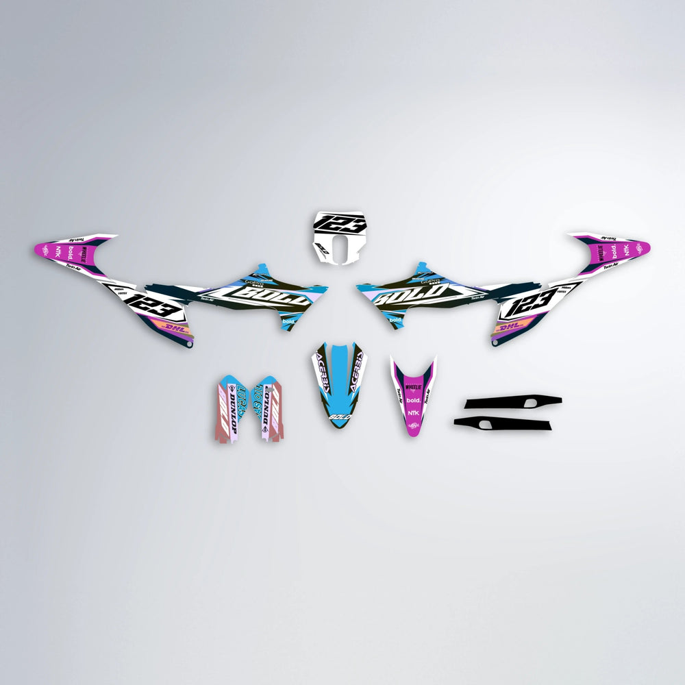 STENMARK Stark Varg SM graphics kit parts layout in Pink & Light Blue