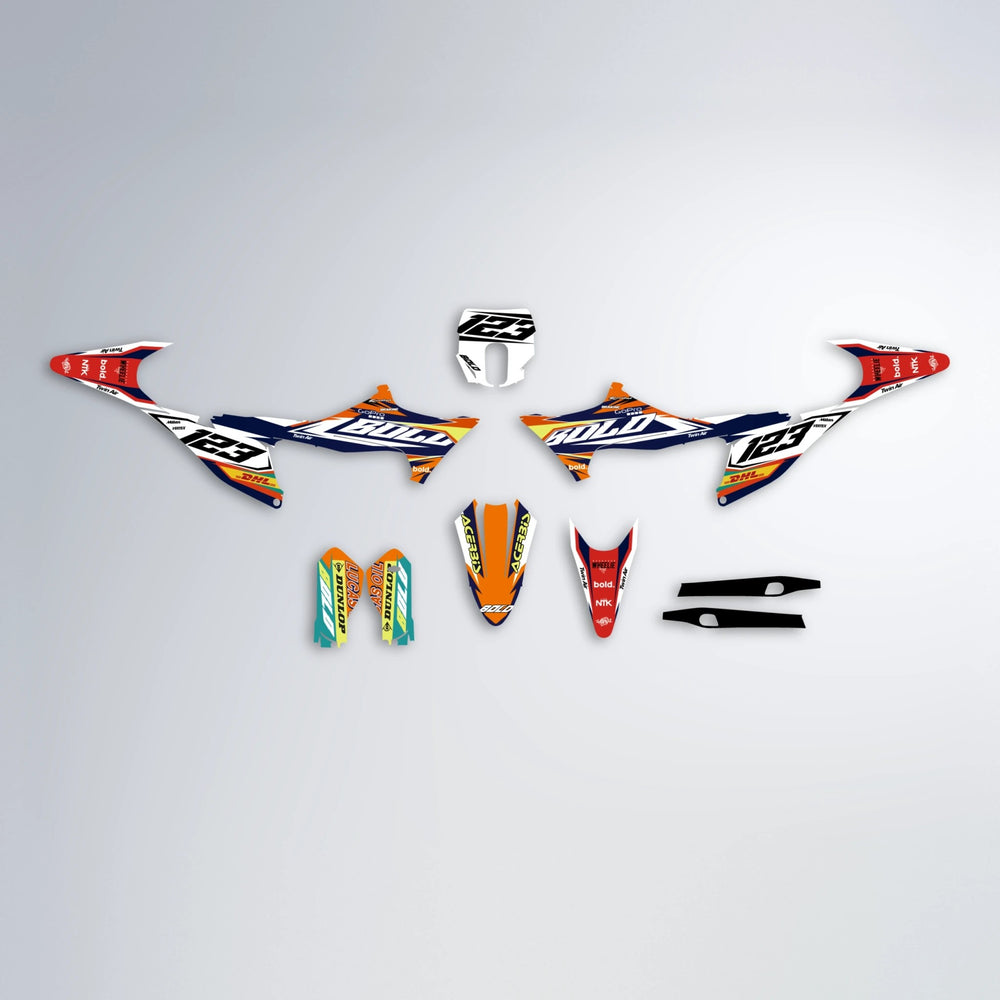 STENMARK Stark Varg SM graphics kit parts layout in Red & Orange