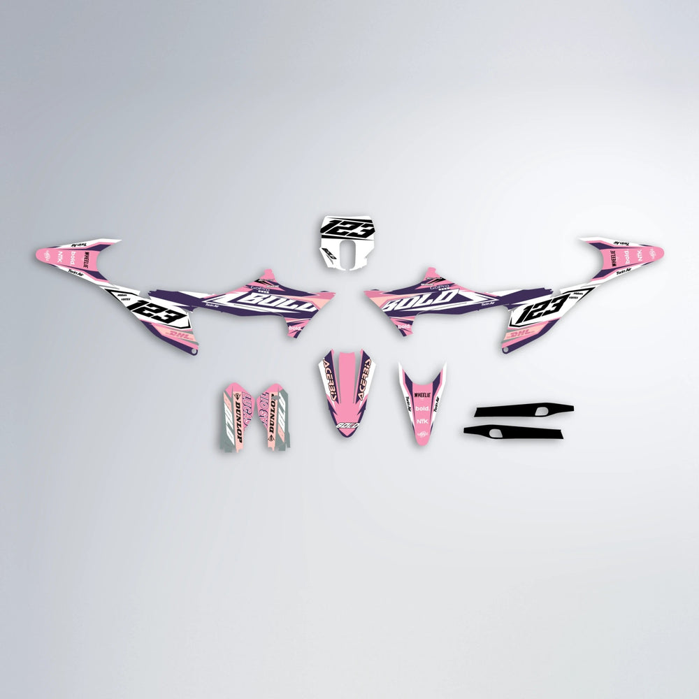 STENMARK Stark Varg SM graphics kit parts layout in Sakura Pink