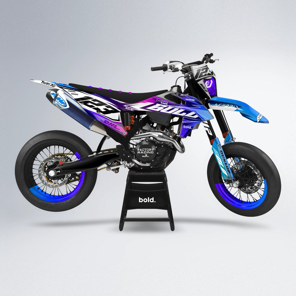 STENMARK supermoto graphics kit in Blue Purple Fade