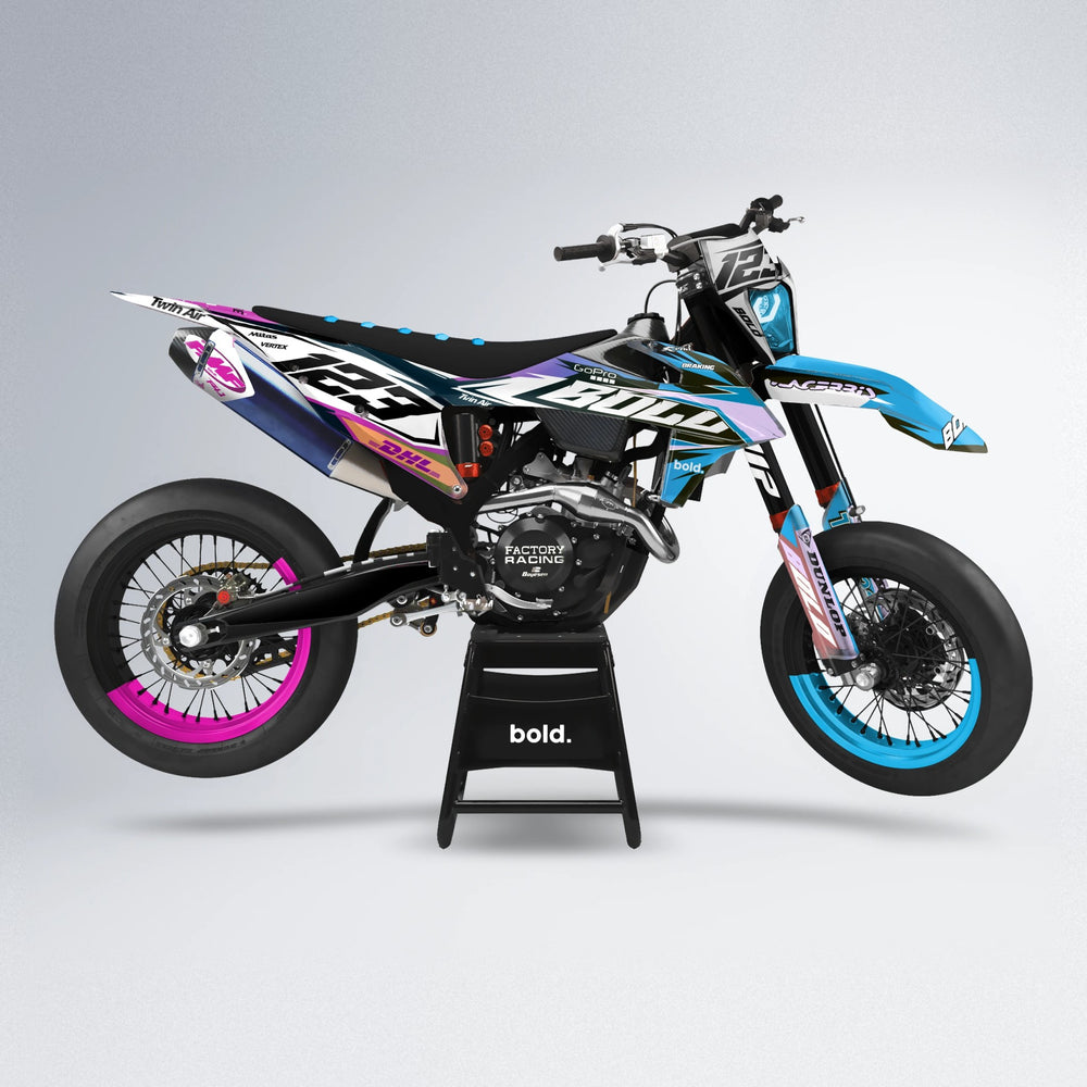 STENMARK supermoto graphics kit in Pink & Light Blue