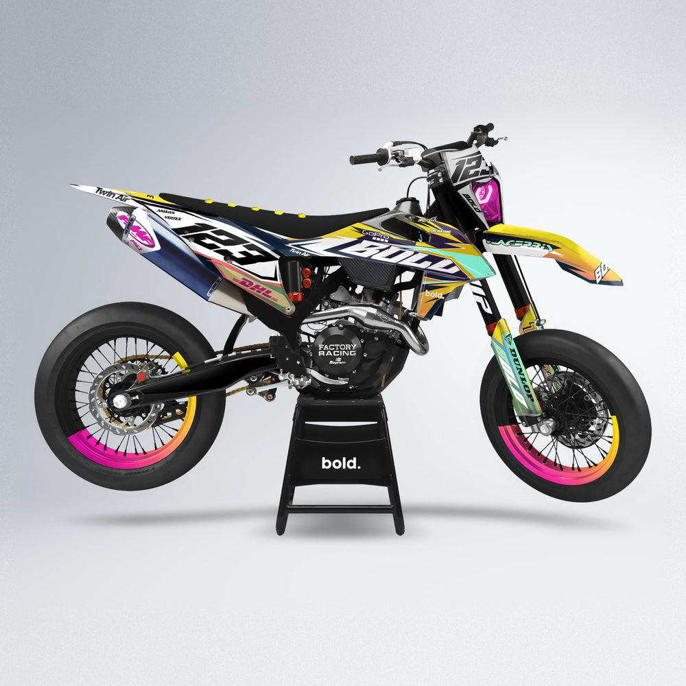 STENMARK supermoto graphics kit in Pink & Yellow