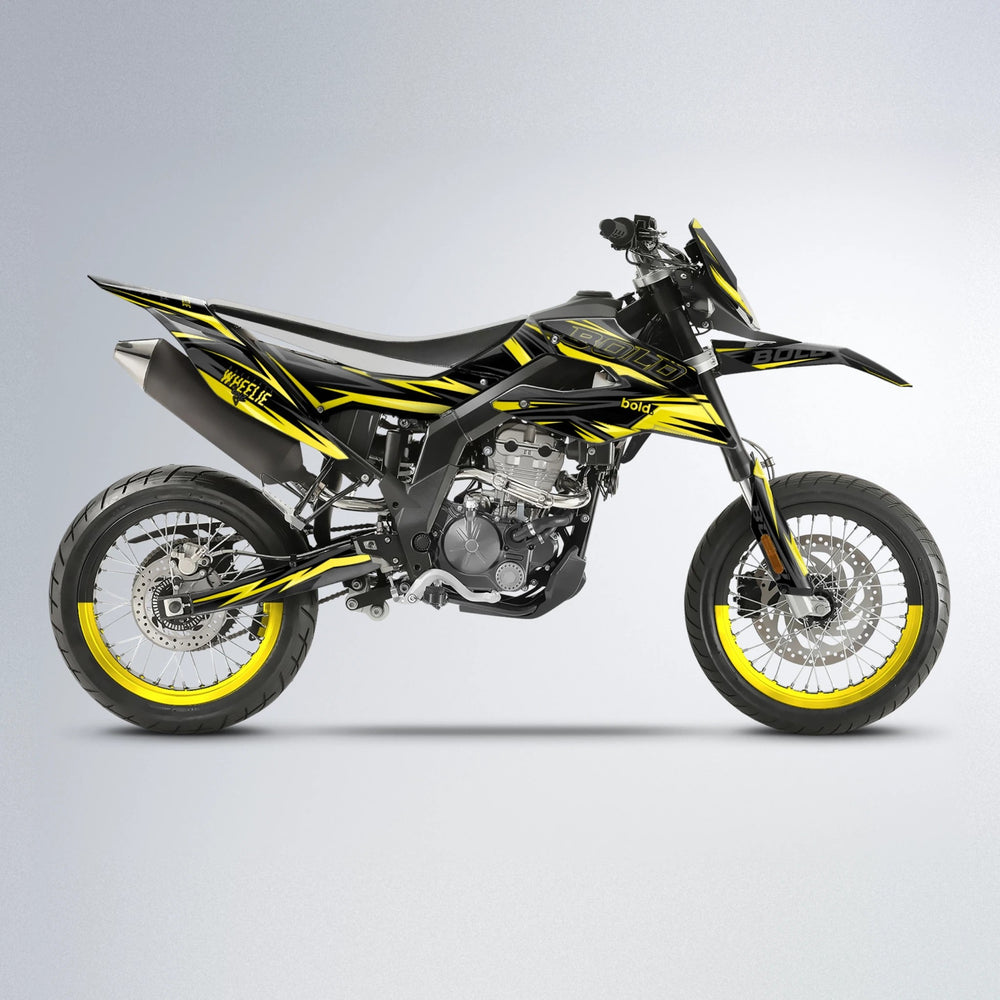 STORM Aprilia SX 125 supermoto graphics kit in Yellow